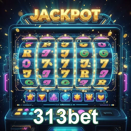 Imagem de uma máquina de caça-níqueis no site 313bet, mostrando slots e apostasonline.